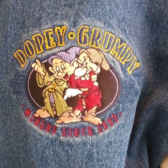 !!!RARE!!!  Disney "SEVEN DWARFS" Letterman Bomber Jeans Jacket - Picture 2 of 15